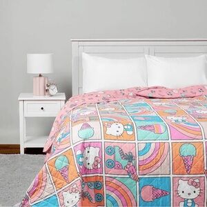 Hello Kitty Rainbow Pink Quilt Full/ Queen 90x90 queen size NEW pastel
